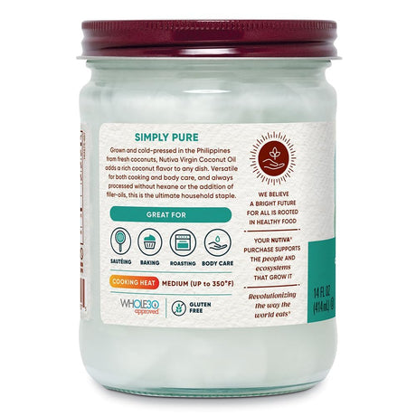 Nutiva Organic Virgin Coconut Oil 14 oz Pack of 6