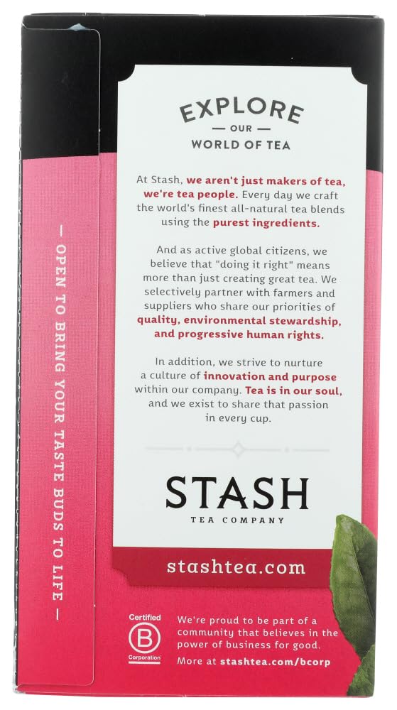 Stash Pomegranate Raspberry Green Tea with Matcha - Case of 6, 18 Tea Bags Each