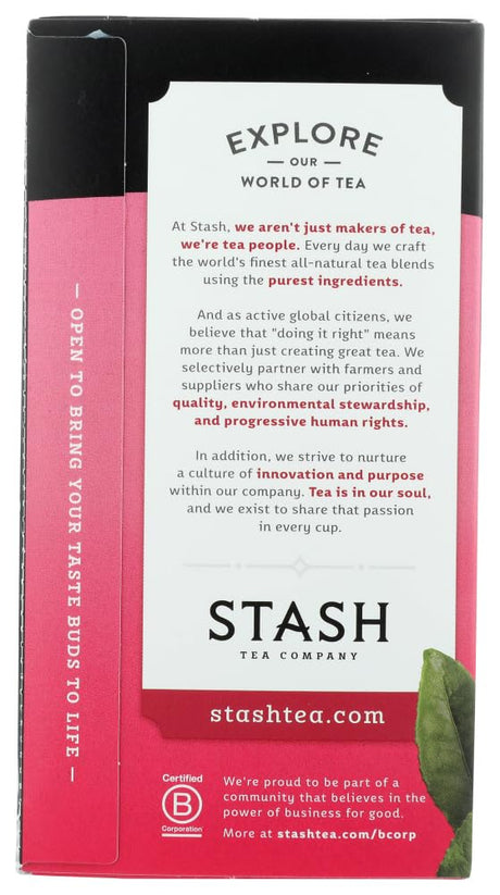 Stash Pomegranate Raspberry Green Tea with Matcha - Case of 6, 18 Tea Bags Each