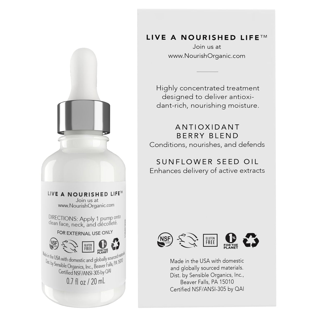Nourish Organics Age Defense Face Serum, 0.7 Fl Oz – Certified Organic Anti-Aging Serum