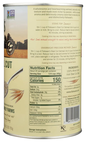 Flahavan's Irish Steel Cut Oatmeal, Pack of 6, 28 Oz.