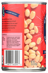 Can of beans with red label and white background