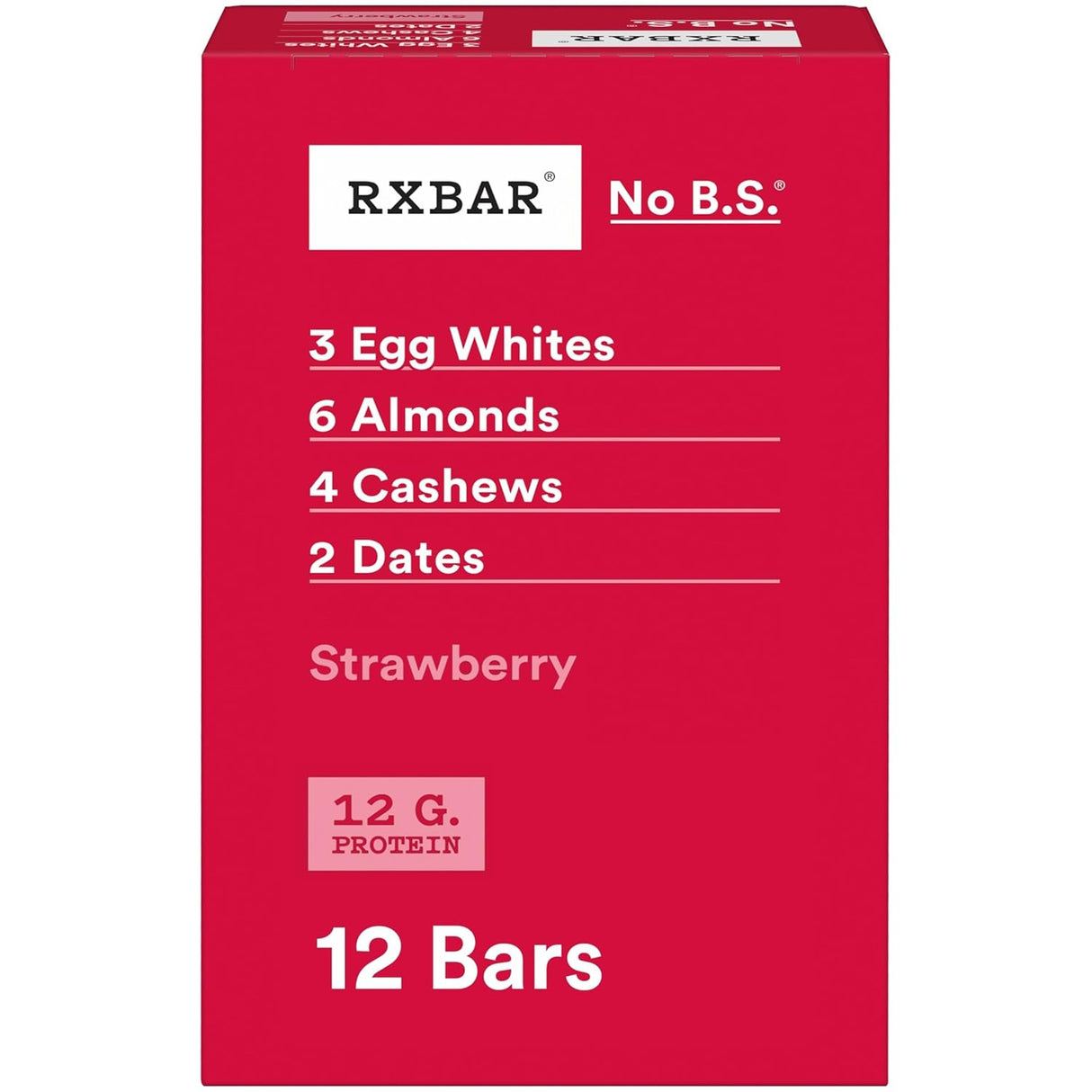 RXBAR Protein Bar - Strawberry - 1.83 Oz Bars, 12 Count - Real Food Protein