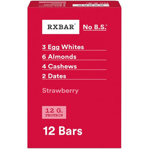 RXBAR Protein Bar - Strawberry - 1.83 Oz Bars, 12 Count - Real Food Protein