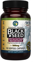 Amazing Herbs Black Seed Oil Softgels – Cold-Pressed Nigella Sativa  500 mg (Pack of 3)