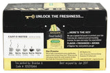 Bigelow Tea package with branding and product details on a black and yellow background