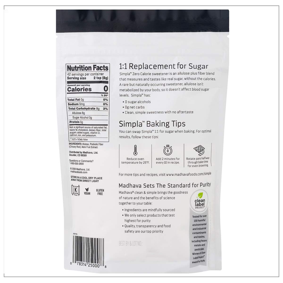 Madhava Honey - Simpla Sweetener, Allulose Clean and Simple (Pack of 6-12 Oz) - Cozy Farm 