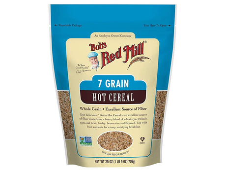 Bag of Bob's Red Mill 7 Grain Hot Cereal on a white background