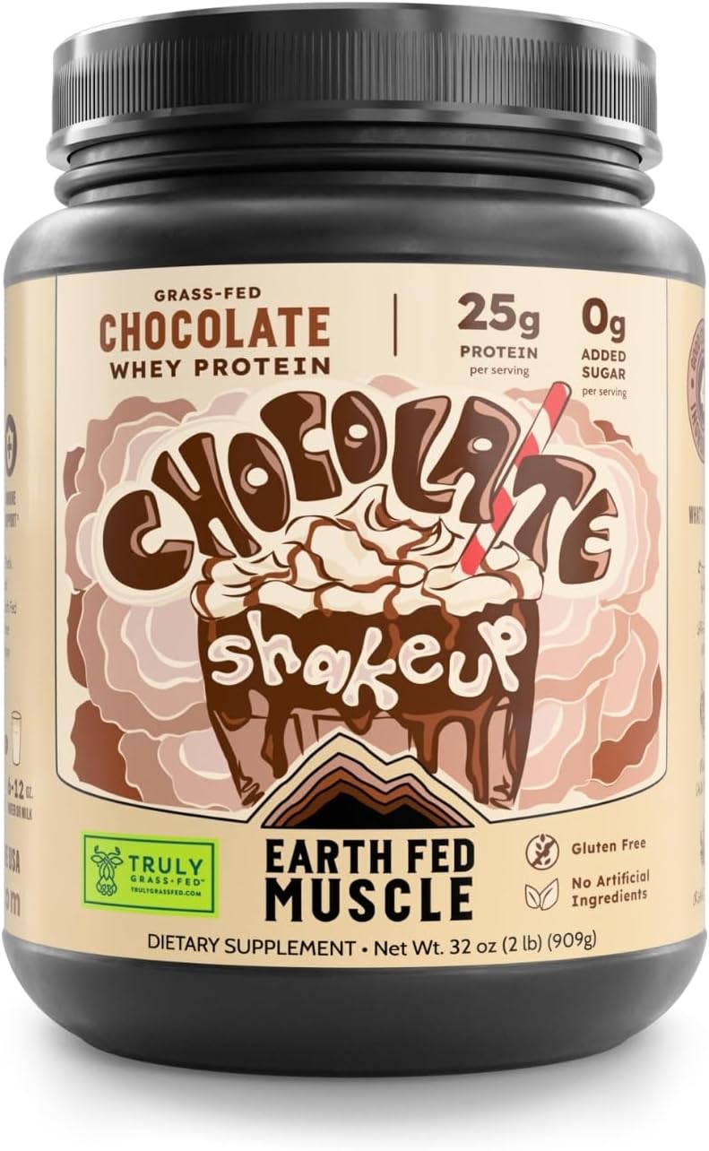 Earth Fed Muscle Whey Protein - Chocolate, 2 lb (Pack of 1) - Gluten Free Protein