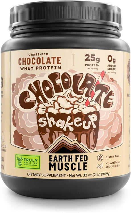 Earth Fed Muscle Whey Protein - Chocolate, 2 lb (Pack of 1) - Gluten Free Protein