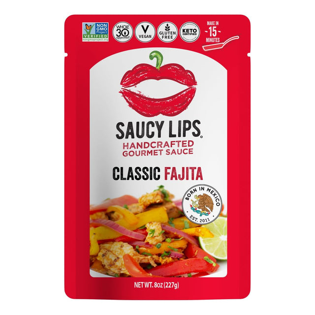Saucy Lips Classic Fajita Sauce, 8 oz (Pack of 6) - Gluten-Free Fajita Sauce