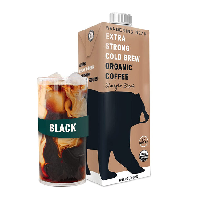 Wandering Bear Coffee Cold Brew Black, 32oz Bottles - Pack of 6 - Cozy Farm 