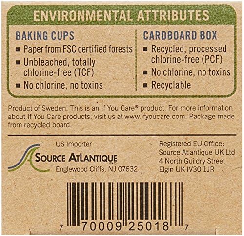 Back of a product packaging with environmental attributes and branding details.
