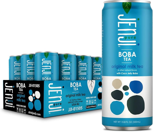 Jenji - Original Milk Boba Tea, 10.8 fl oz (Pack of 12) - Dairy Free