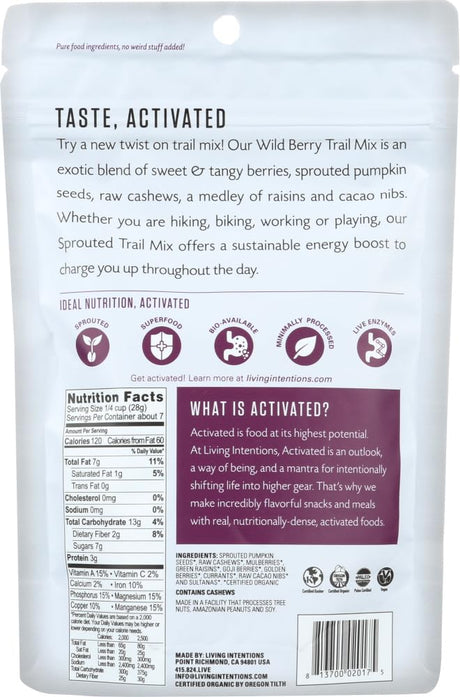Living Intentions Organic Sprouted Wild Berry Trail Mix, 7 oz., Pack of 6