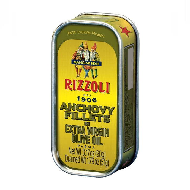 Rizzoli - Anchovy Fillets in EVOO, 3.17 oz (Pack of 10) - Italian Anchovies Fillets