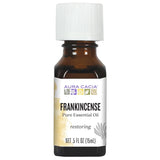 Aura Cacia Frankincense pure essential oil bottle on a white background