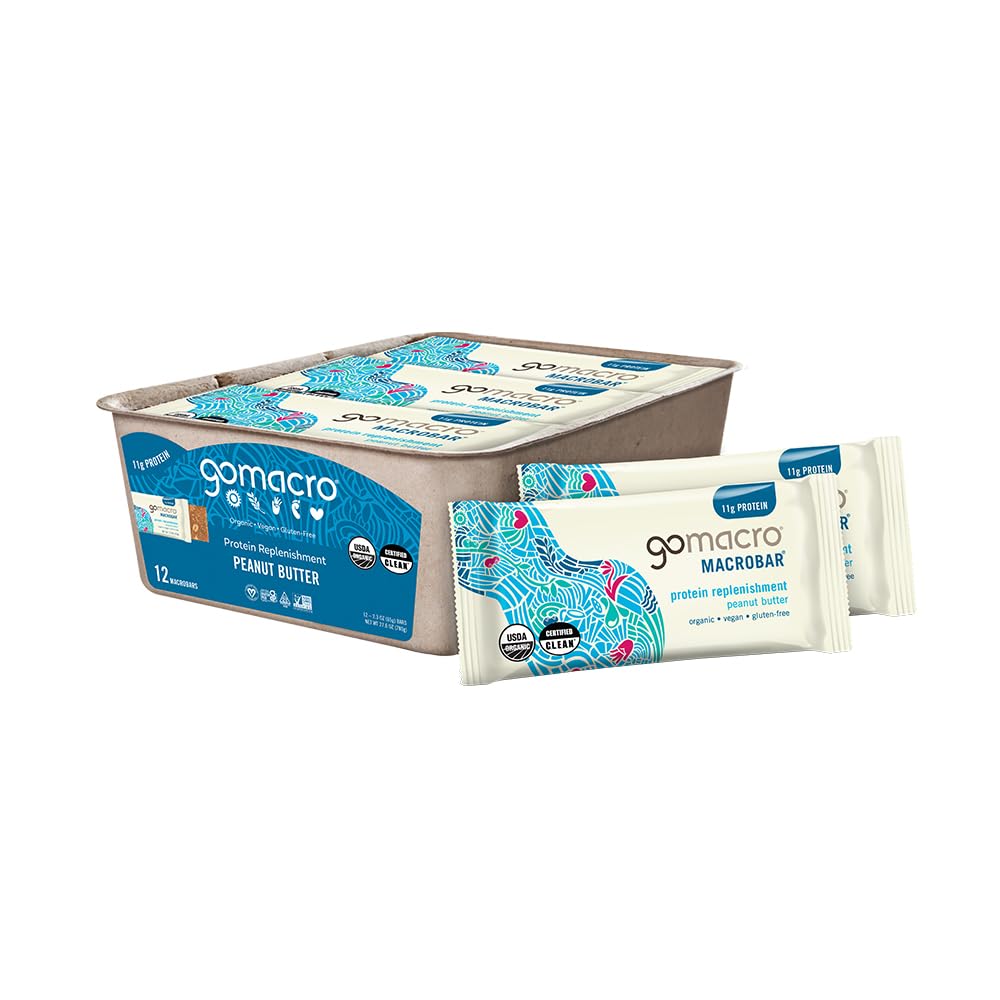 GoMacro MacroBar Organic Peanut Protein Bar, 2.3 oz., Pack of 12