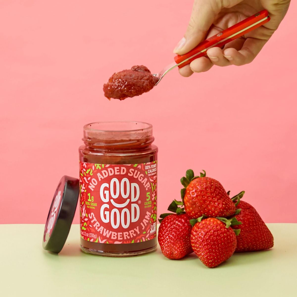 Good Good Jam Strawberry No Sugar, Pack of 6 - 12 Oz.