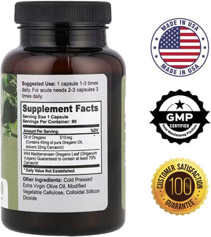 California Natural Wild Oregano Oil, 400mg, 70% Carvacrol, Immune Support, 90 Capsules