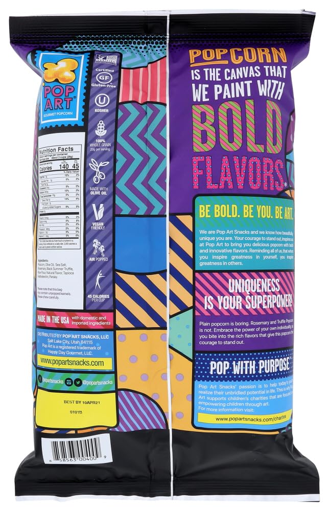Palomitas de maíz Pop Art Gourmet: trufa de romero, paquete de 9, bolsas de 4 oz