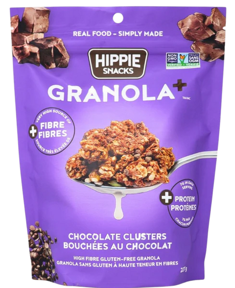 Hippie Snacks - Chocolate Granola Clusters, 8 oz (Pack of 12) - GMO-Free Snacks