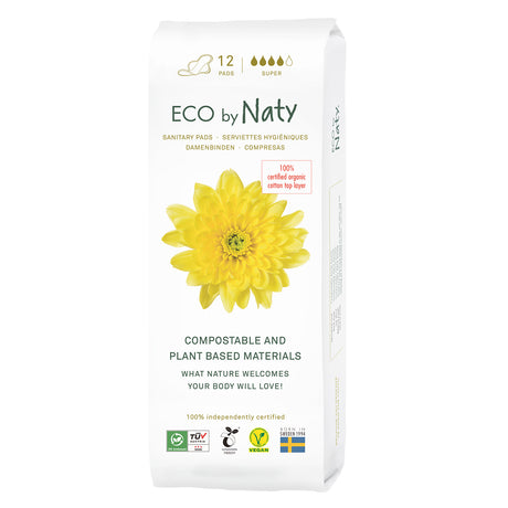 Eco By Naty Super Sanitary Pads, 12 Ct (Pack of 20) - Cozy Farm 