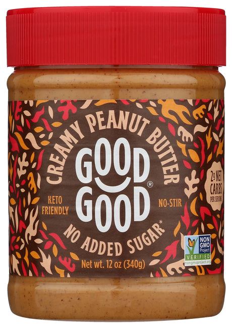 Good Good - Creamy Peanut Butter, 12 oz (Pack of 6) - Gluten-Free Spread