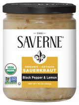 Saverne - Organic Kraut Black Pepper Lemon, 16 oz (Pack of 6) - Gluten-Free Kosher
