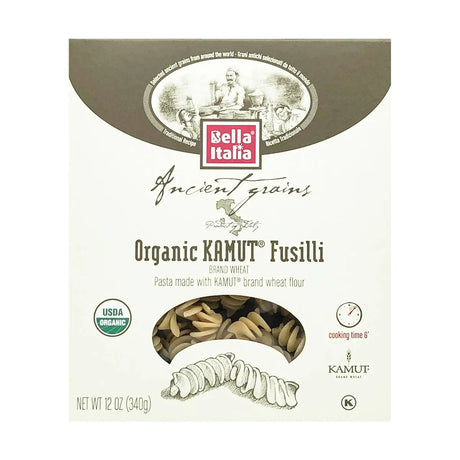 Bella Italia - Organic Kamut Fusilli Pasta, 12 oz (Pack of 6) - Italian Kosher Pasta
