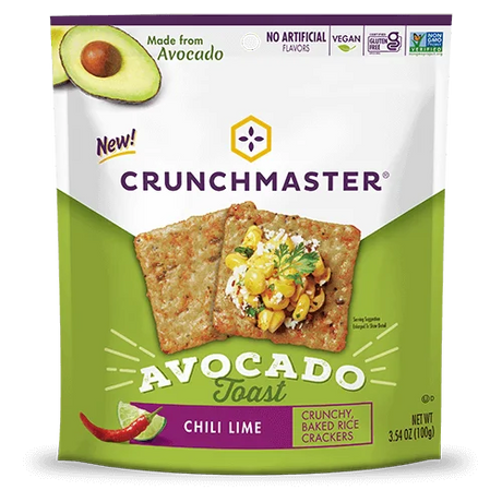 Crunchmaster - Avocado Toast Chili Lime Crackers, 3.54 oz (Pack of 12) - Gluten-Free Snacks