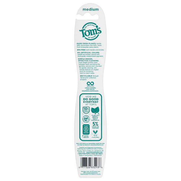 Tom's of Maine Naturally Clean Adult Medium Toothbrush, Pack of 6