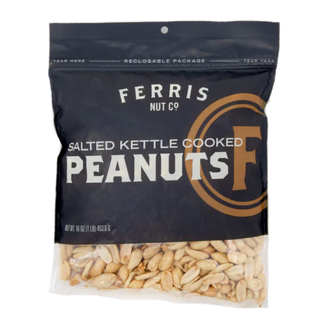 Ferris Nut Co. - Roasted Salted Kettle Peanuts, 16 oz (Pack of 12) - Gourmet Snack Nuts