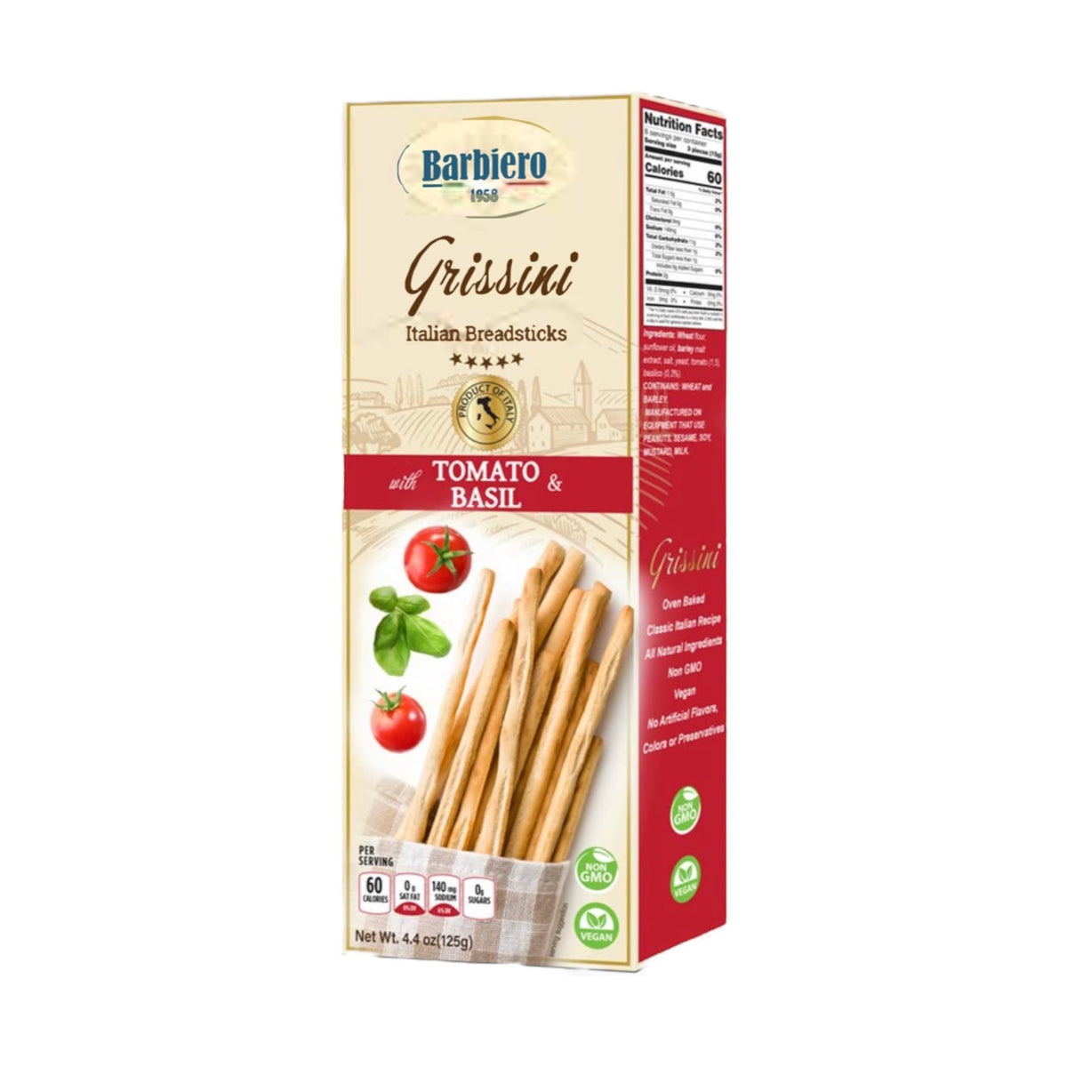 Barbiero Grissini Italian Breadsticks, Tomato and Basil, 125g