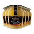 6 jars of Maille Honey Dijon Mustard on a white background