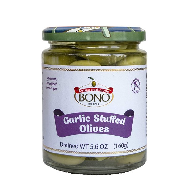 Bono Stuffed Garlic Olives - Pack of 6 - 5.6 oz. - Cozy Farm 