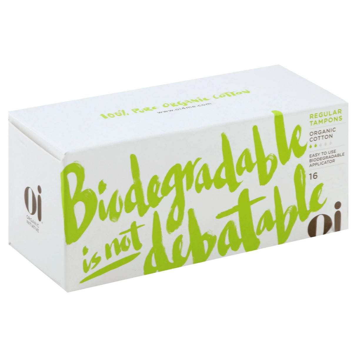 Oi - 100% Organic Cotton Tampons, 16 ct (Pack of 1) - Natural Feminine Protection