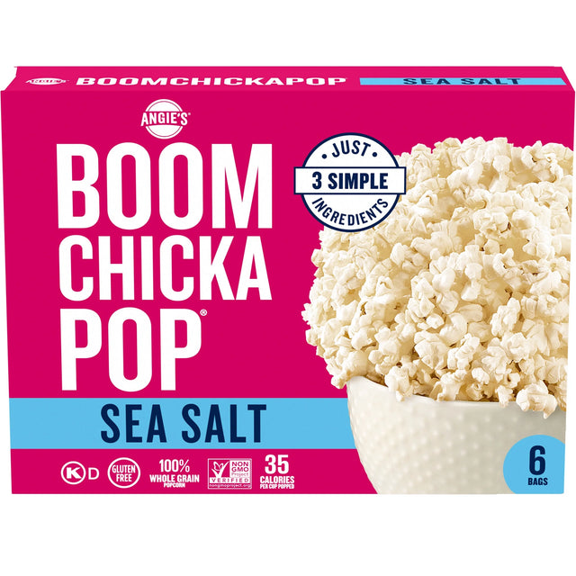 Angie's - Sea Salt Popcorn, 19.74 oz (Pack of 6) - Gluten-Free Snack