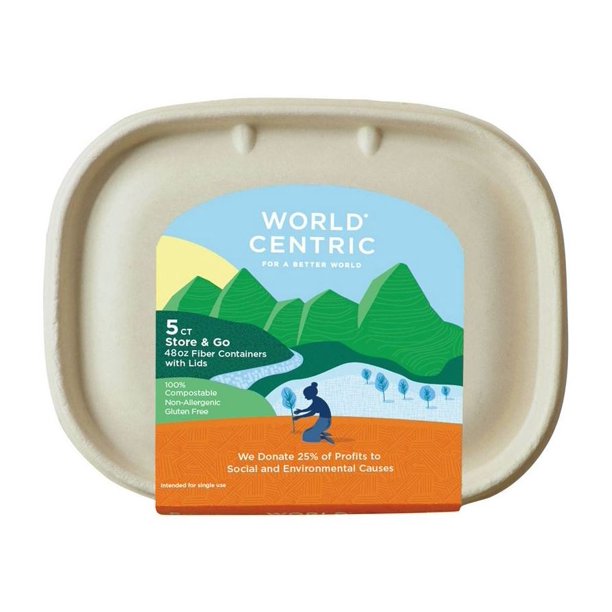 World Centric - Containers Fiber With Lid 48 Oz (Pack of 12-5 Count) - Cozy Farm 