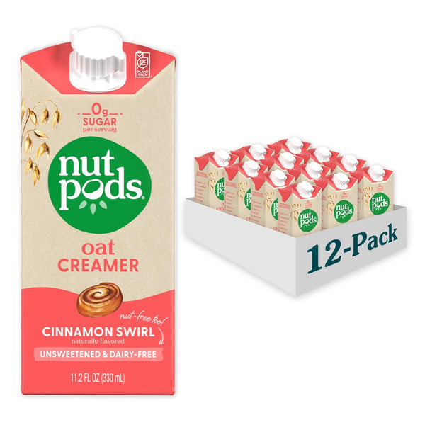 Nutpods Unsweetened Cinnamon Swirl Oat Creamer, 11.2 fl oz (Case of 12)