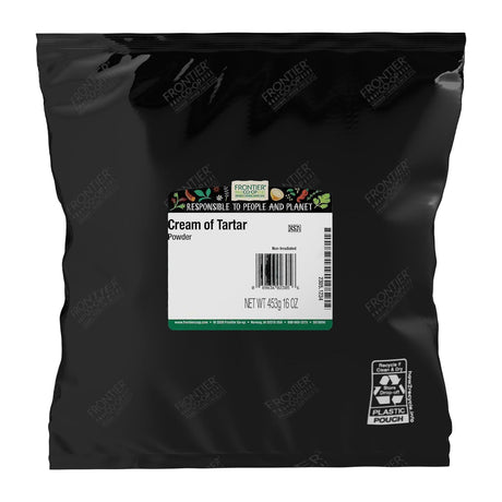 Black bag of Frontier Co-op poppy seeds with a label on a white background