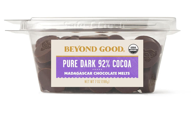 Beyond Good - 92% Dark Chocolate Melts, 7 oz (Pack of 8) - Organic Madagascar Chocolate