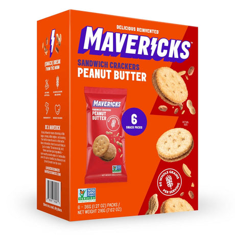 Mavericks Snacks - Peanut Butter Cracker Sandwiches, 7.05 oz (Pack of 8) - GMO Free
