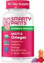 SmartyPants Women's Organic Multi & Omegas supplement bottle on a white background