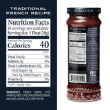 St. Dalfour grape spread jar with nutrition facts label on a white background