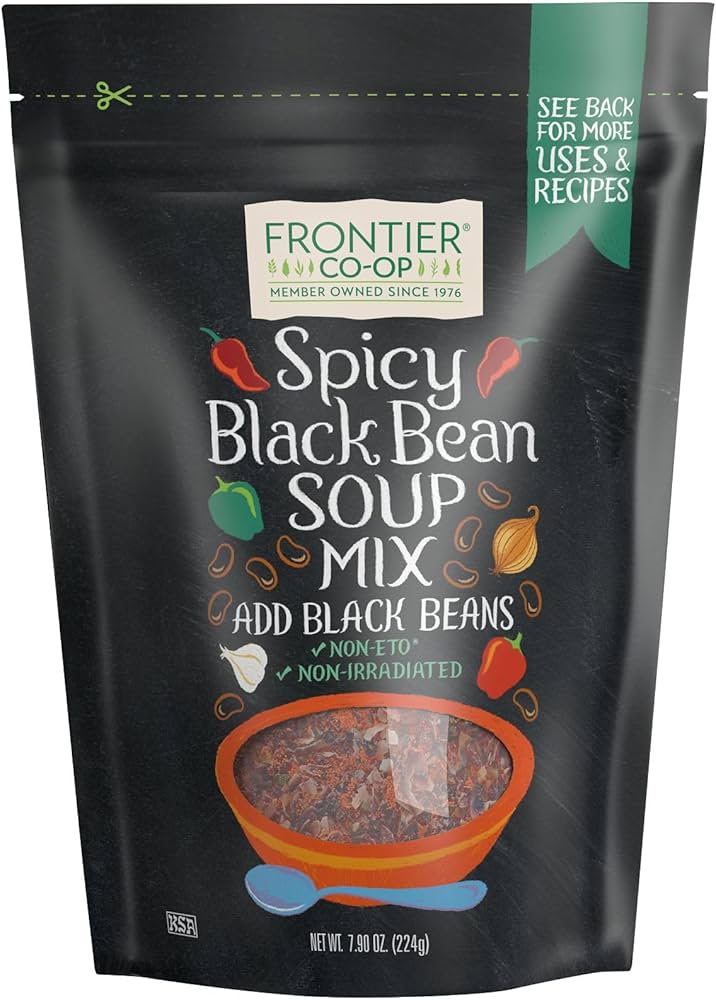 Frontier Natural Products Coop - Spicy Black Bean Soup Mix, 7.90 oz (Pack of 12) - Kosher, GMO-Free