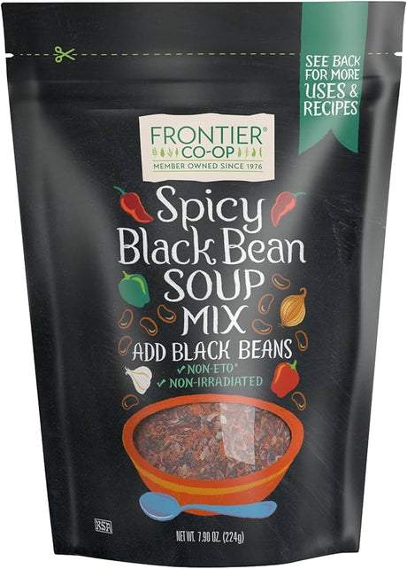 Frontier Natural Products Coop - Spicy Black Bean Soup Mix, 7.90 oz (Pack of 12) - Kosher, GMO-Free