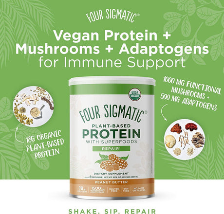 Four Sigmatic - Plant Based Protein - Peanut Butter 21.16 Oz - Cozy Farm 