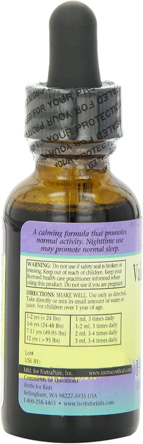 Herbs for Kids Valerian Super Calm 1 Fl Oz: Nerve Support Dietary Supplement | Promotes Normal Activity and Sleep - Cozy Farm 