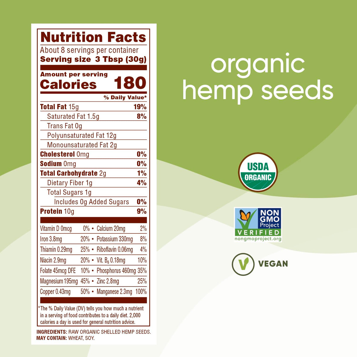 Nutiva Organic Shelled Hempseed, 8 oz, Pack of 6